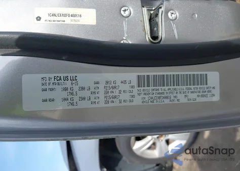 2015 Jeep Compass High Altitude Edition z USA, uszkodzony, nr VIN 1C4NJCEA8FD400816